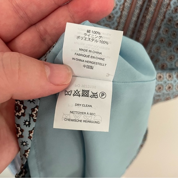 J. Crew Silk Sleeveless Shift Dress Light Blue Printed Office Career Size 14 - Picture 8 of 8